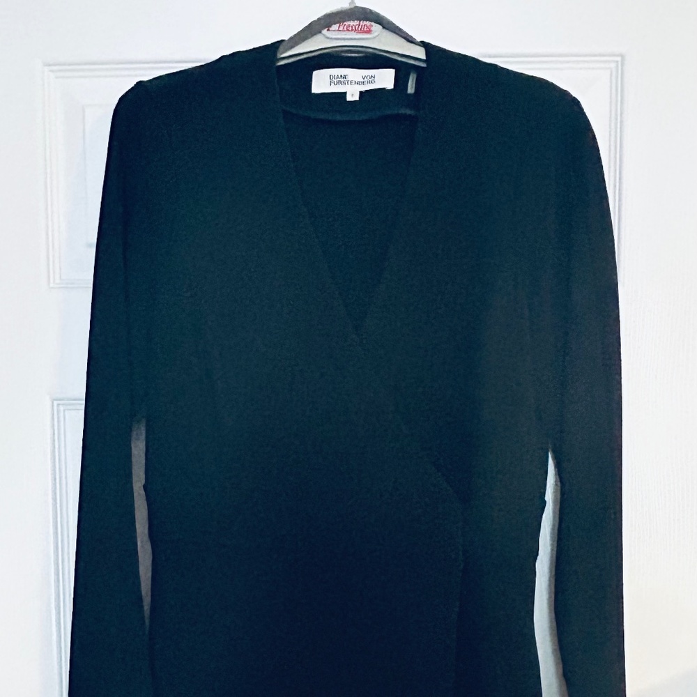 Diane Von Furstenberg Black Wrap Coat Dress